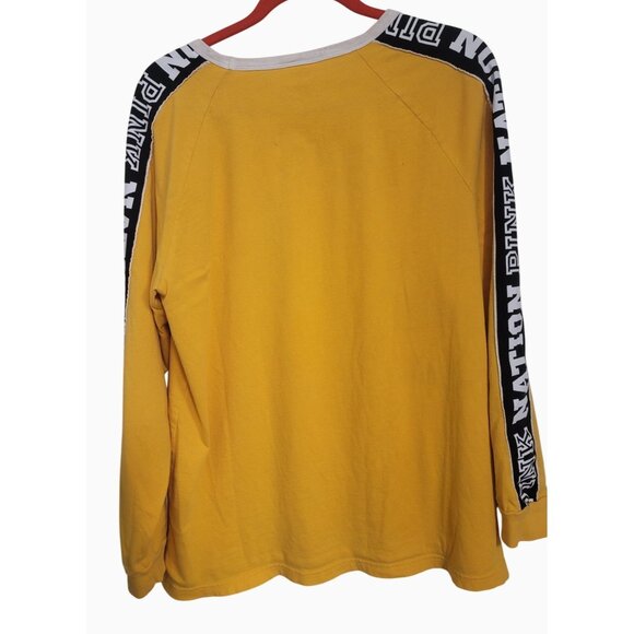 Victoria's Secret Pink Yellow Long Sleeve Shirt With Black Stripe Accents Size L - Picture 2 of 13